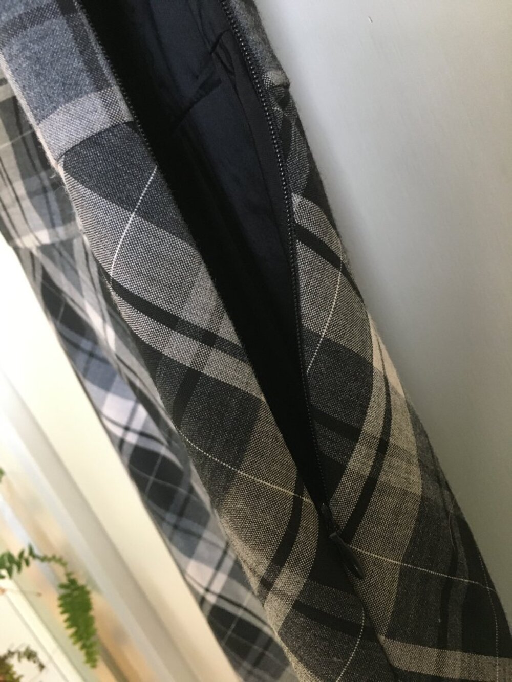 Vintage 90s Le Chateau Plaid Indie Cap Sleeve Large Folded Collar Midi Dress - S - Picture 8 of 16
